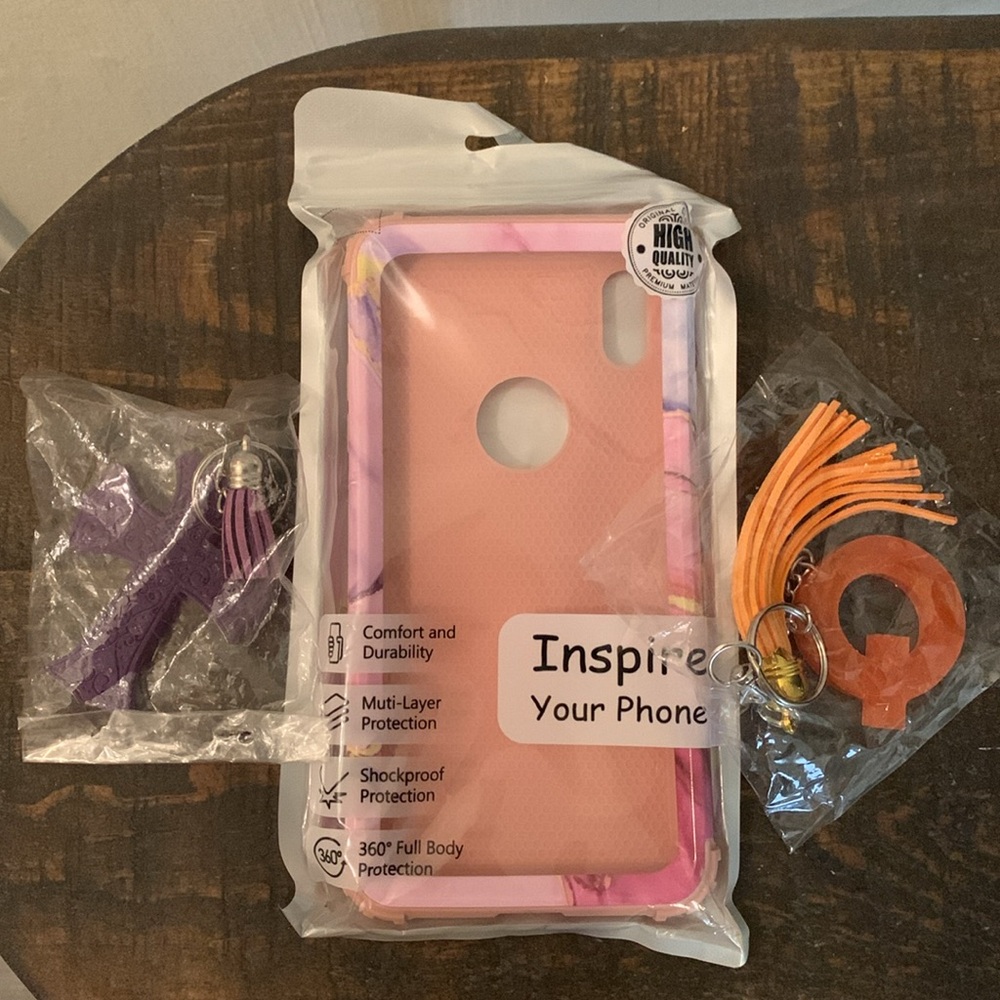 Pink iPhone XS Max case with Two Key Chains